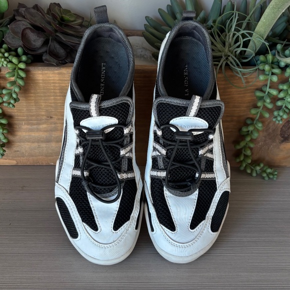Lands End - Light Wear Toggle Athletic Shoe in Black & White - Picture 3 of 9